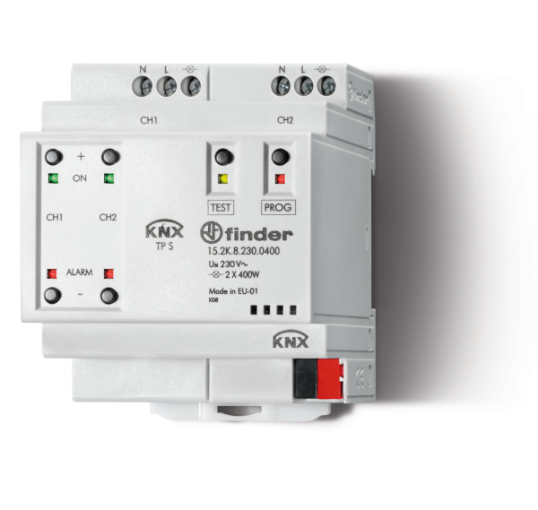 Finder Электронный диммер KNX; 400Вт; 2 канала; питание 230В АC 152K82300400