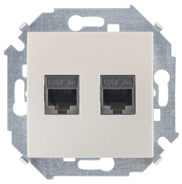 Simon 15 Шампань Розетка компьютерная двойная RJ45 кат.5e (AMP) 1591552-034