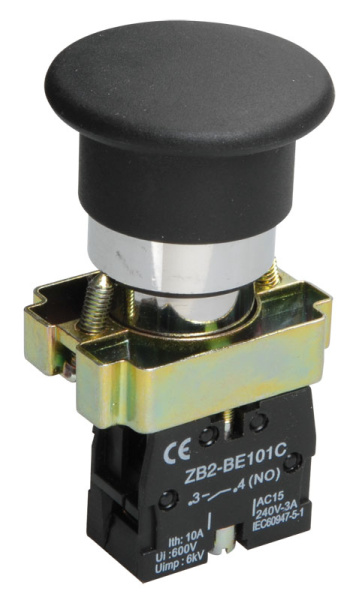 IEK LAY5 Кнопка управления LAY5-BC21 Грибок без подсветки черная 1з