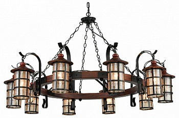 VELANTE 560-703-10 Люстра подвесная Дуб, Черный/Прозрачный E27 10*40W