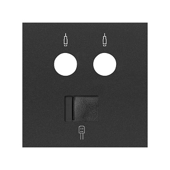 Simon 100 Черный матовый Накладка розетки комбинированной R-TV+SAT + RJ45 10000072-238