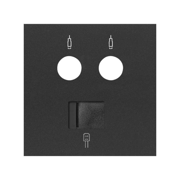 Simon 100 Черный матовый Накладка розетки комбинированной R-TV+SAT + RJ45 10000072-238