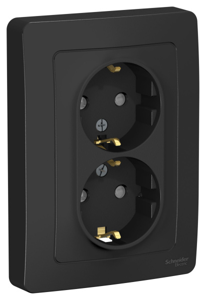 Купить Systeme Electric Blanca внутр Антрацит Розетка 2-ая с/з со шторками, 16А, 250В