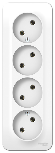 Купить Systeme Electric Blanca наруж Бел Розетка 4-ая б/з без шторок 16А, 250В, изолир. пластина