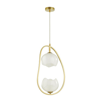 Odeon Light 4873/2 MODERN ODL_EX22 49 золотой/белый/стекло Подвес E14 2*40W WATERLILY