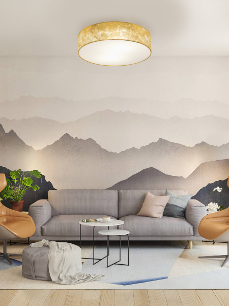 Купить Eglo 97641 Потолочный светильник VISERBELLA, 1х60W (E27), 380, H110, cталь, шампань / текстиль, золотой