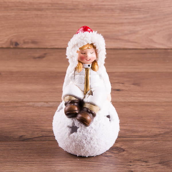 NEON-NIGHT Керамическая фигурка "Снегурочка на шаре" 9*8*16 см 505-009