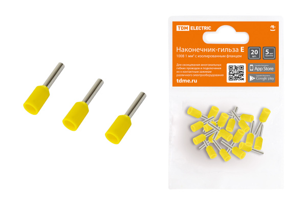 TDM Наконечник-гильза Е1008 1мм2 с изолированным фланцем (20шт) SQ0568-0038
