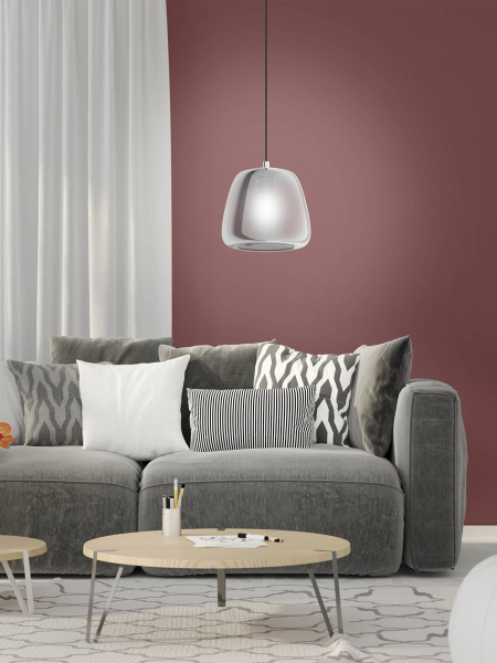 Купить Eglo 39666 Подвес ALBARINO, 1x40W(E27), сталь, хром/стекло, черный, прозрачный