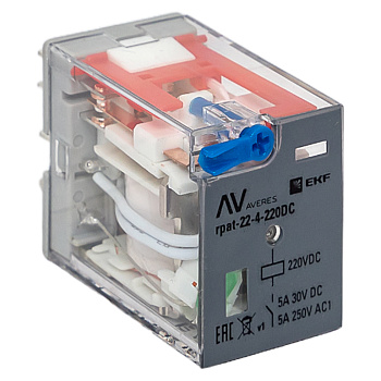 EKF Averes Реле промежуточное с кнопкой и мех. Индикацией RPAt 22/4 5A 220В