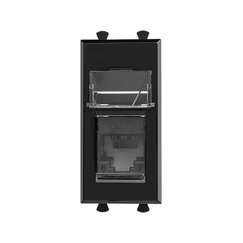 DKC Компьютерная розетка RJ-45 модульная, кат.6А, "Avanti", "Черный квадрат", 1 модуль