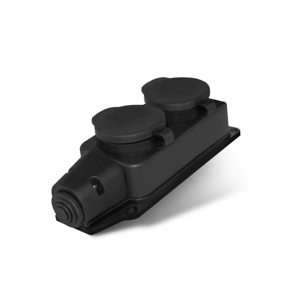 UNIVersal Колодка 2-х местная однофазная с заглушками (каучук) 1027