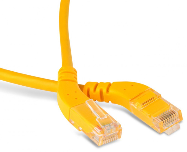 Hyperline PC-APM-UTP-RJ45/L45-RJ45/L45-C5e-5M-LSZH-YL Патч-корд U/UTP угловой, левый 45°-левый 45°, Cat.5e, LSZH, 5 м, желтый 232793