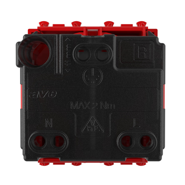 Купить DKC Розетка модульная, 2P+E, с з/ш, "Avanti", "Красный квадрат", 2 модуля