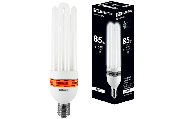 TDM Лампа энергосберегающая КЛЛ-5U-85 Вт-4000 К–Е40 (90х340 мм) SQ0323-0074