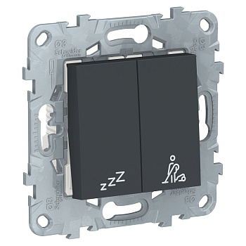 SE Unica New Антрацит Выключатель кнопочный "Не беспокоить-убрать номер" NU521754