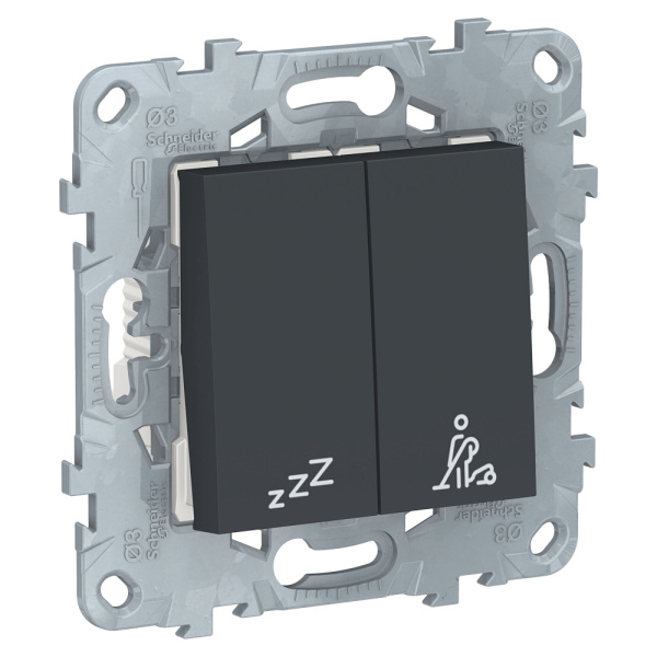 SE Unica New Антрацит Выключатель кнопочный "Не беспокоить-убрать номер" NU521754