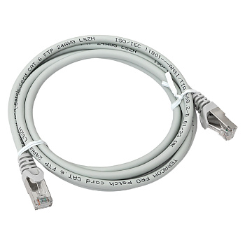 EKF Патч-корд TERACOM PRO Cat.6 экранированный FTP оболочка LSZH серый (2,0м)