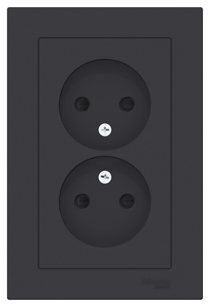 Купить Systeme Electric AtlasDesign Карбон Розетка б/з двойная, со шторками,16А, в сборе