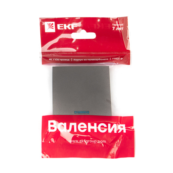 Купить EKF PROxima Валенсия лицевая панель выключателя 1-кл. с индикатором 10А графит