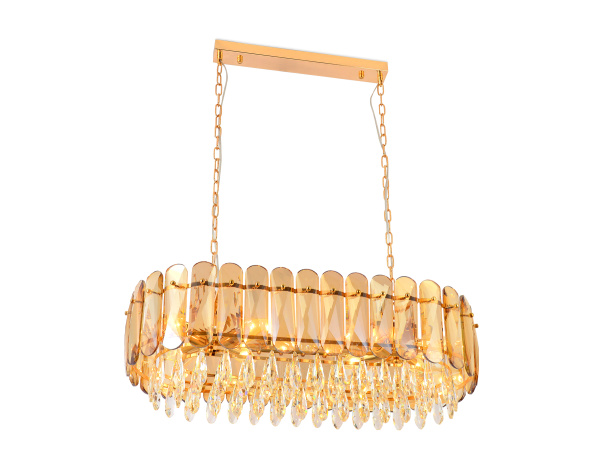 Купить Ambrella Подвесная люстра TR5074/8 GD/TI/CL золото/янтарь/прозрачный E14/8 max 40W 800*360*950