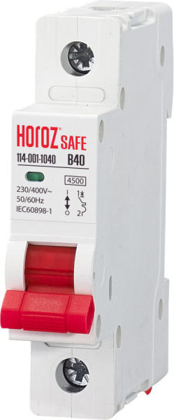 Horoz Electric 114-001-1040 1P 40A B 4.5kA 230V Миниатюрный Автоматический Выключатель SAFE (MCB 1P B40) HRZ00002632