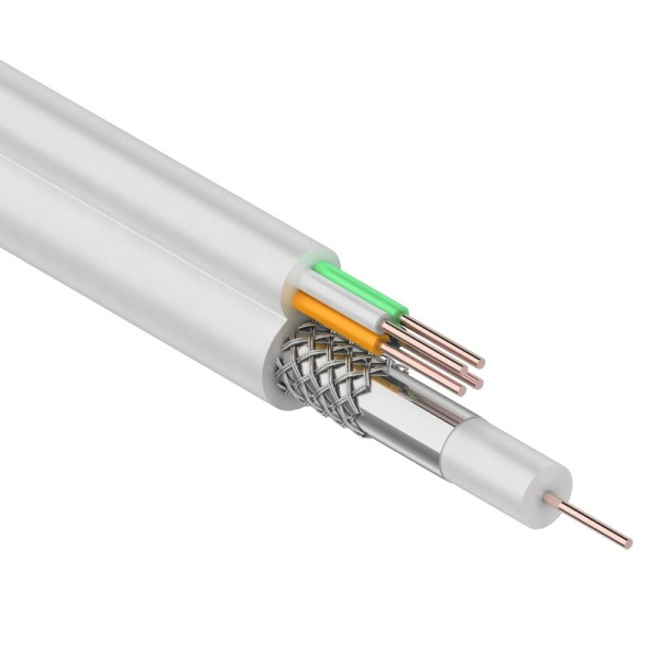 Кабель для видеонаблюдения ККСВ-В + 4х0.5мм., 100м., белый Rexant 01-4021