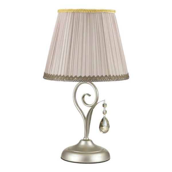 Odeon Light 3924/1T ODL18 527 мат.серебро/перламутр/ткань/стекло/хрусталь Настольная лампа IP20 E14 40W 220V MAR