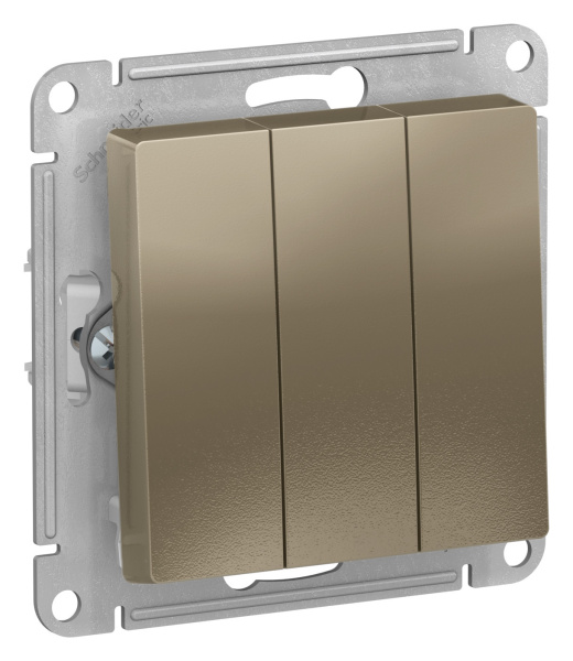 Купить Systeme Electric AtlasDesign Шампань Выключатель 3-клавишный сх.1+1+1, 10АХ, механизм