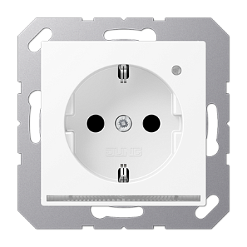 JUNG SCHUKO-розетка с ориентационной светодиодной подсветкой, со встроенным датчиком освещённости, с дополнительной защитой белый матовый A500 A1520-OWWMLNW