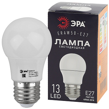 ЭРА ERAW50-E27 LED A50-3W-E27 ЭРА (диод. груша бел., 13SMD, 3W, E27, для белт-лайт) (10/100/3600)