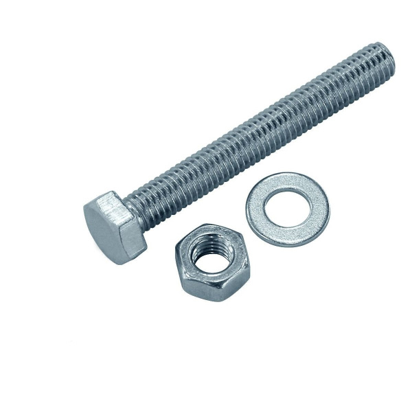 Купить Tech-Krep Болт DIN933 с шестигранной головкой оцинк. М6х90 + гайка + шайба (3 шт) - пакет 136912