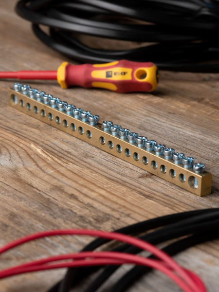 Купить EKF PROxima Шина PEN "ноль-земля" (8х12мм) 22 отверстия латунь крепеж по центру