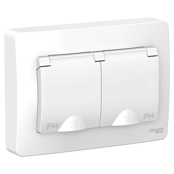 Systeme Electric Blanca внутр Бел Розетка 2-ая с/з со шторками IP44, 16А, 250В