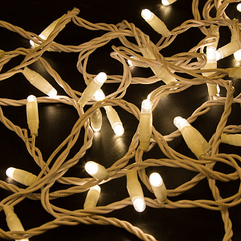 NEON-NIGHT Гирлянда Нить 10м, постоянное свечение, белый ПВХ, 230В, цвет: Тёплый белый 305-166