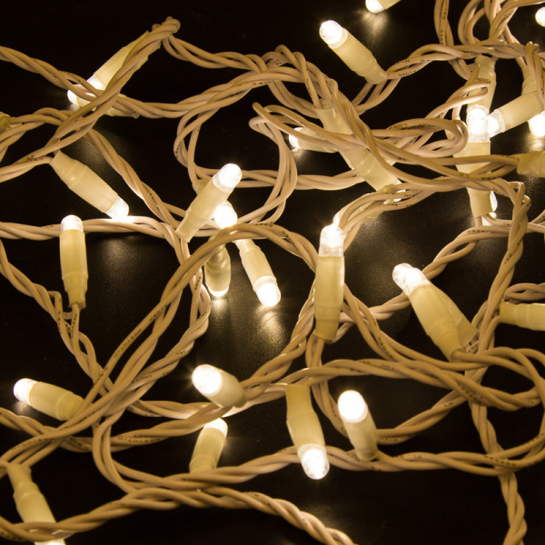 NEON-NIGHT Гирлянда Нить 10м, постоянное свечение, белый ПВХ, 230В, цвет: Тёплый белый 305-166