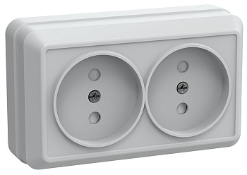 IEK OKTAVA РСш22-2-ОБ Розетка 2местн. без з/к с защ.штор.10А откр.уст. (белый)
