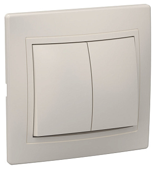 IEK KVARTA ВС10-2-0-ККм Выключатель 2кл 10А (кремовый)