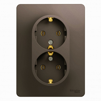 Systeme Electric Glossa Шоколад Розетка 2-ая с/з, 16А (в сборе)