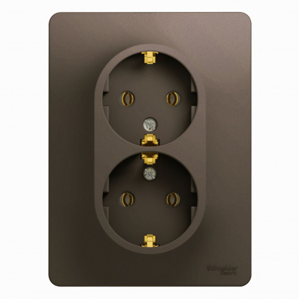 Systeme Electric Glossa Шоколад Розетка 2-ая с/з, 16А (в сборе)
