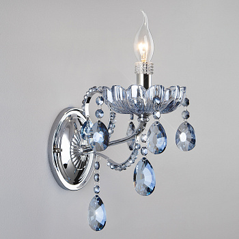Eurosvet Бра с тонированным хрусталем 3015/1 хром / лазурный хрусталь Strotskis 00000056673