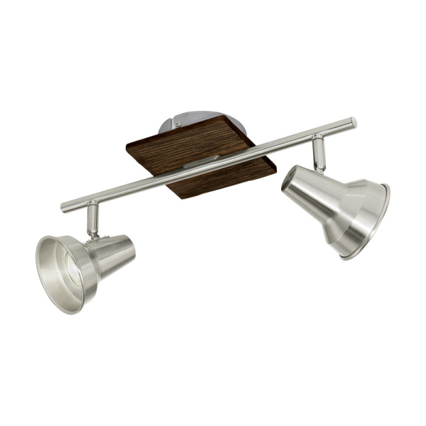 Eglo Спот LED FILIPINA, 2x3,3W(GU10), L360, сталь, дерево, коричневый, никель матовый 95647