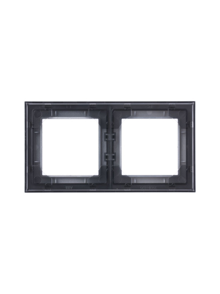 Купить ABB EPJ Levit серебро / дымчатый чёрный Рамка 2 поста 2CHH015020A6070