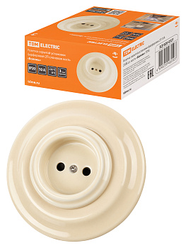 TDM Розетка скрытой установки фарфоровая 2П 10А 250В сл. кость «Болонь» SQ1820-0321