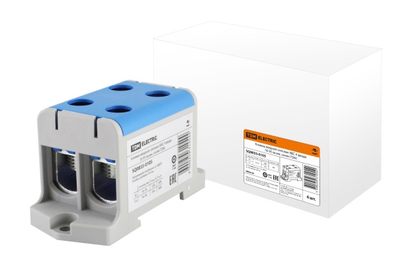 TDM Клемма вводная силовая КВС 4 ввода 16-95 кв.мм. синяя SQ0833-0105