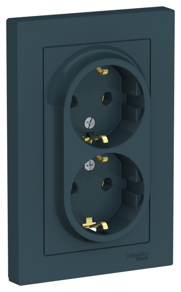 Купить Systeme Electric AtlasDesign Изумруд Розетка с/з двойная, 16А, в сборе