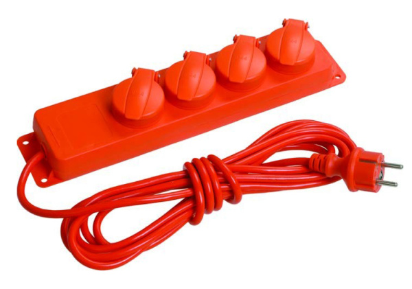 Купить IEK Удлинитель У04В 4 места с защитными крышками IP44 2Р+PE/5метров 3х1мм2 16А/250В