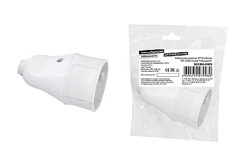 TDM Кабельная розетка 2П б/з белая 10А 250B серии "Народная" SQ1806-0409