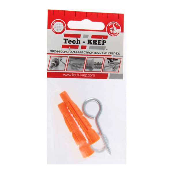 Tech-Krep Шуруп-кольцо 4х40 с унив. дюбелем 6х36 (2 шт) - пакет 114040