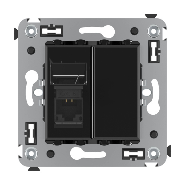 Купить DKC Компьютерная розетка RJ-45 в стену, кат.6 одинарная,"Avanti", "Черный квадрат"